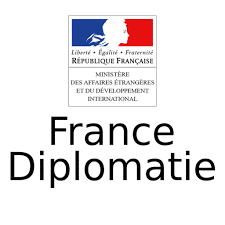 Logo officiel du Ministère des Affaires étrangères et du Développement international, incluant le bloc-marque de la République Française et le texte « France Diplomatie ».